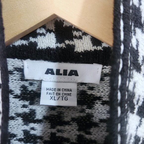 Alia Cardigan Sweater Womens XL Black and White Houndstooth Full Zip - Picture 6 of 8